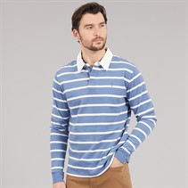Saltwell Mens Arrow Stripe Rugby Polo Shirt River