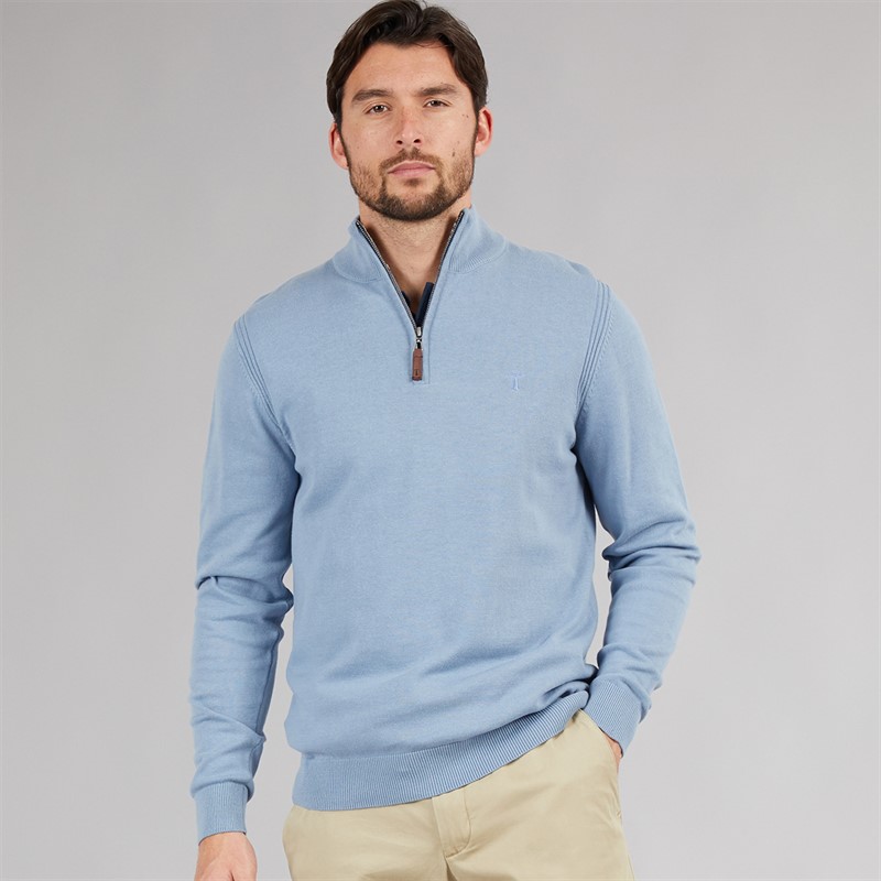 Saltwell Mens Katun 1/4 Zip Jumper Light Denim Lt Denim