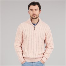 Saltwell Mens Sumava Cable 1/4 Zip Jumper Blush