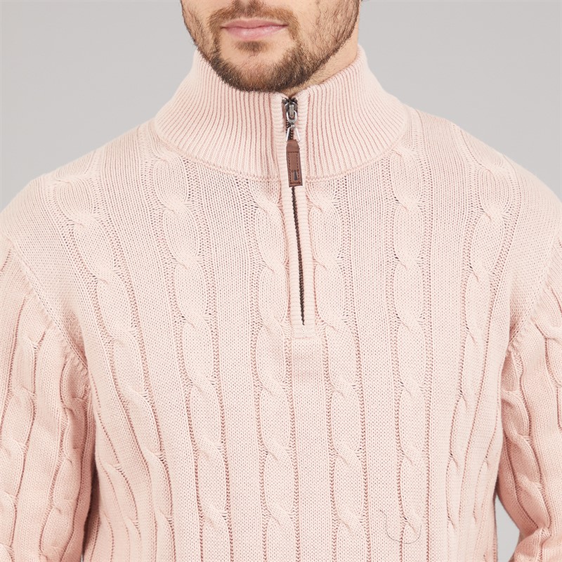 Saltwell Mens Sumava Cable 1/4 Zip Jumper Blush