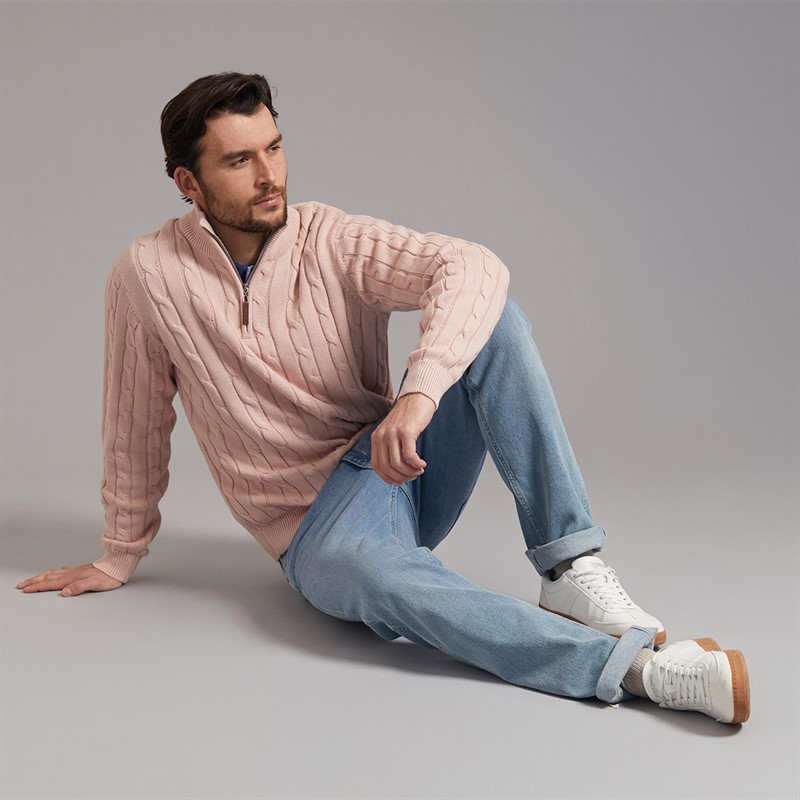 Saltwell Mens Sumava Cable 1/4 Zip Jumper Blush