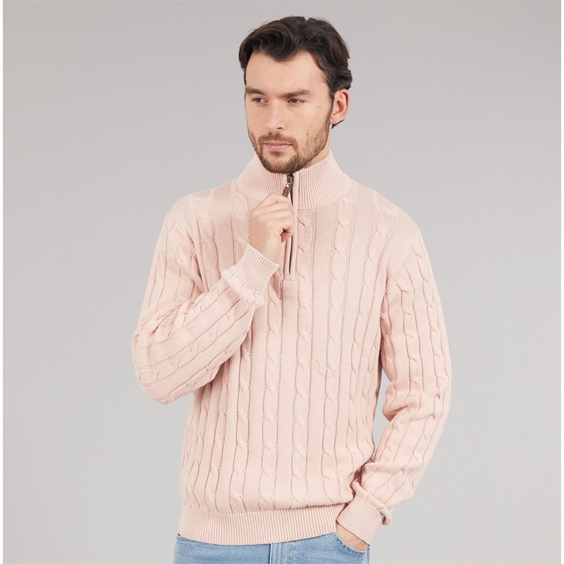 Saltwell Mens Sumava Cable 1/4 Zip Jumper Blush