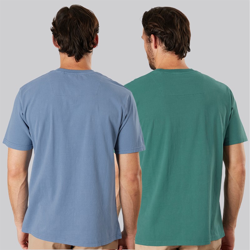 Saltwell Mens Desman Two Pack T-Shirts Pine Grenn/River