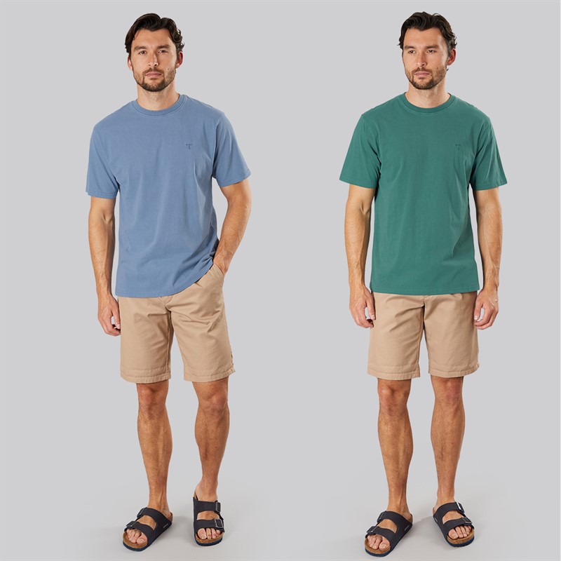 Saltwell Mens Desman Two Pack T-Shirts Pine Grenn/River