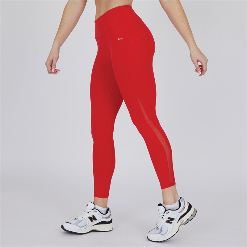 MYPROTEIN Womens Power Mesh High Waisted Tight Leggings Red