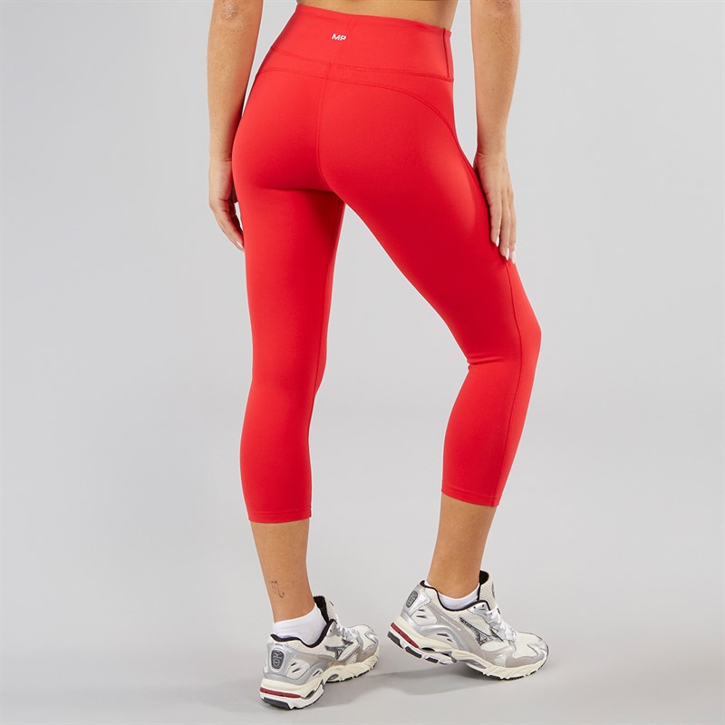 MYPROTEIN Womens Power High Waisted 3/4 Tight Leggings Red