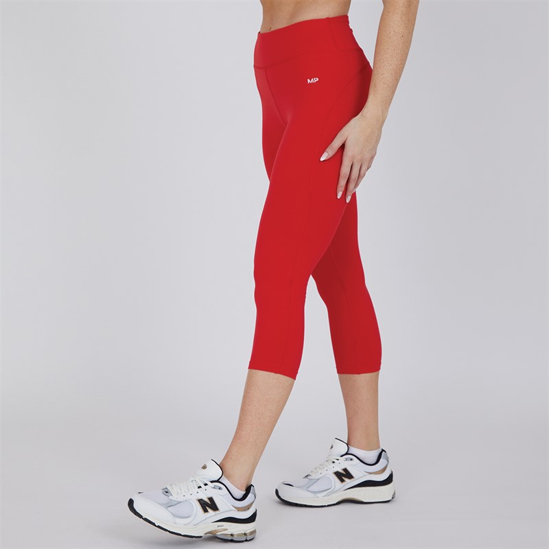 MYPROTEIN Womens Power High Waisted 3/4 Tight Leggings Red