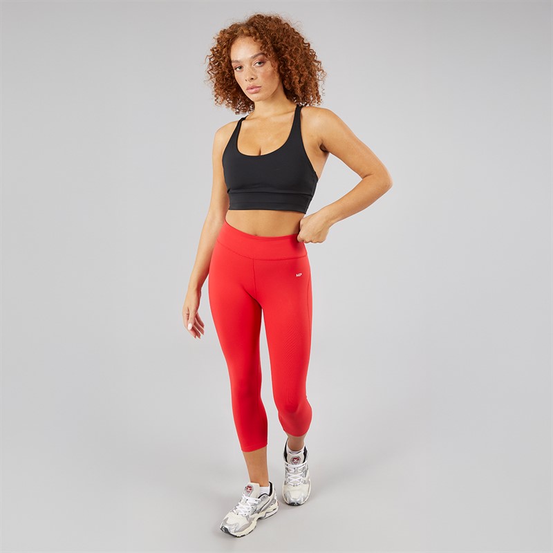 MYPROTEIN Womens Power High Waisted 3/4 Tight Leggings Red