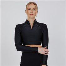 MYPROTEIN Womens Engage Cropped 1/4 Zip Top Black