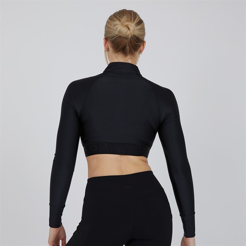 MYPROTEIN Womens Engage Cropped 1/4 Zip Top Black