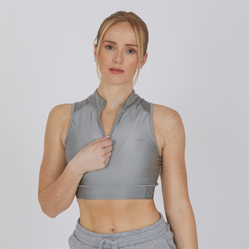 MYPROTEIN Womens Engage Cropped 1/4 Zip Top Metallic