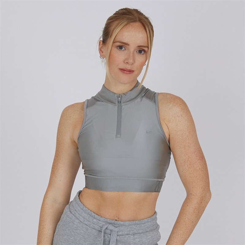 MYPROTEIN Womens Engage Cropped 1/4 Zip Top Metallic