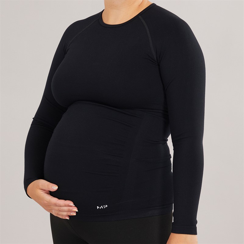 MYPROTEIN Womens Maternity Seamless Long Sleeve Top Black - Size S