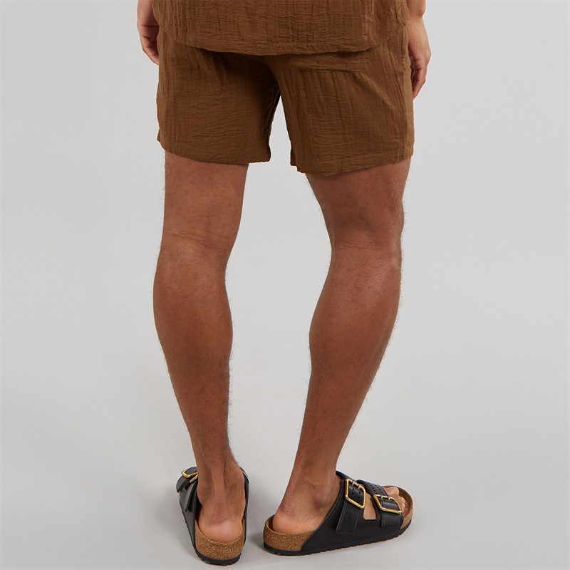 Another Influence Mens Gauze Relaxed Fit Shorts Terracotta