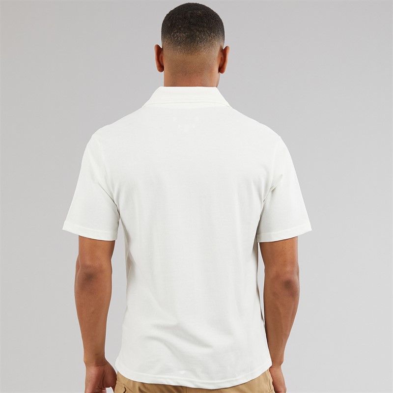 Another Influence Mens Ribbed Collar Polo Shirt Coconut Milk
