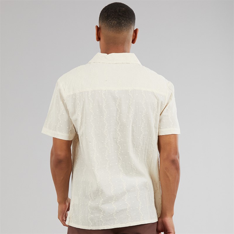 Another Influence Mens Embroidered Stripe Revere Collar Shirt Sand