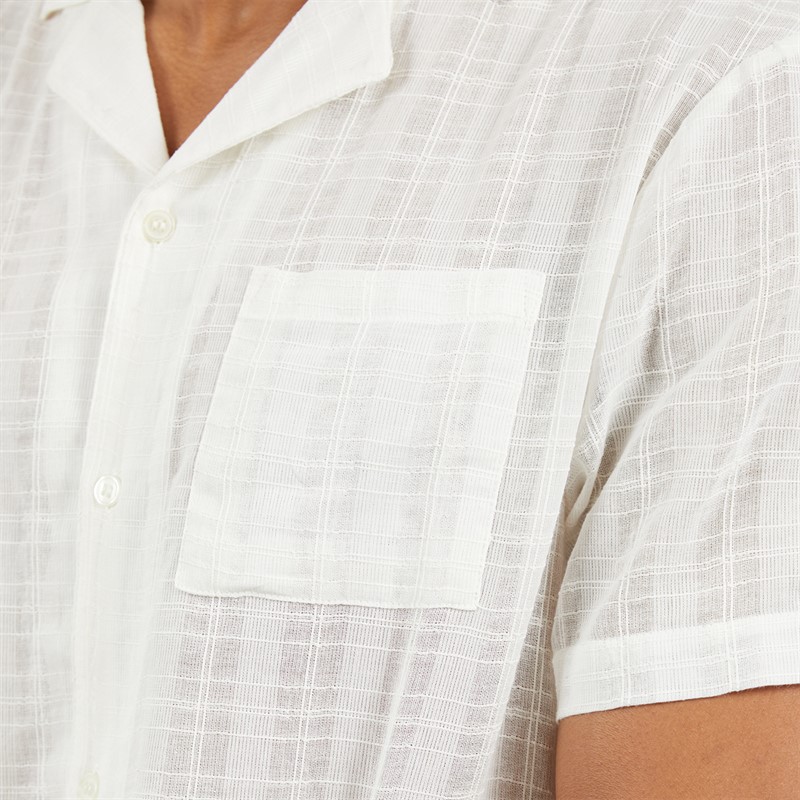 Another Influence Mens Revere Collar Textured Short Sleeve Shirt Off White Off-White