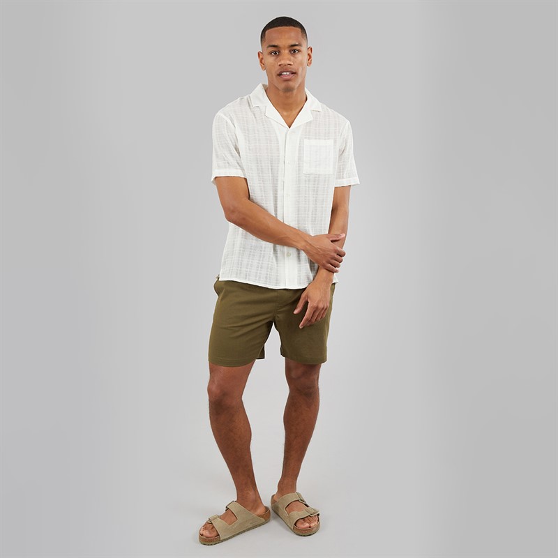 Another Influence Mens Revere Collar Textured Short Sleeve Shirt Off White Off-White