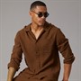 Another Influence Mens Gauze Long Sleeve Relaxed Shirt Terracotta
