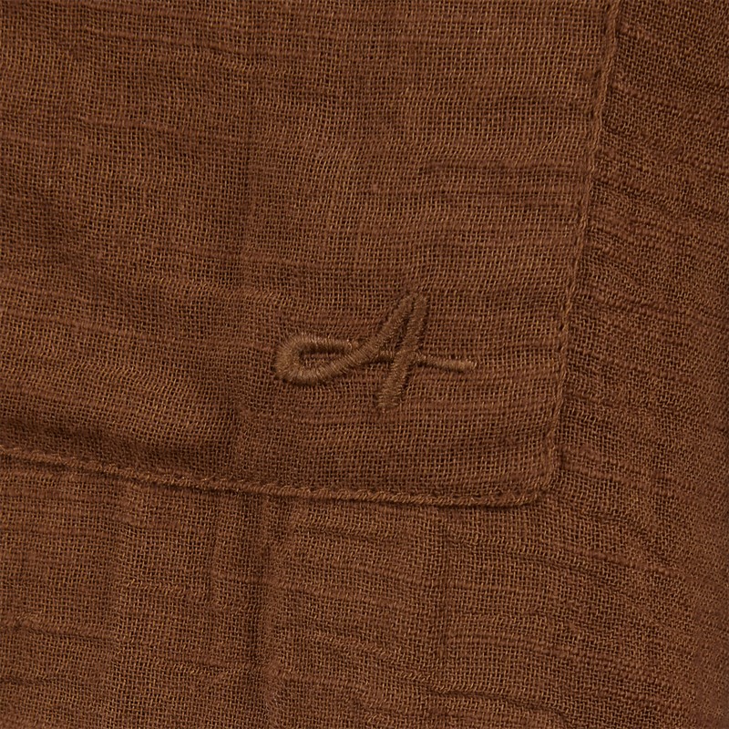 Another Influence Mens Gauze Long Sleeve Relaxed Shirt Terracotta