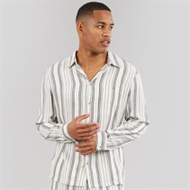 Another Influence Mens Long Sleeve Striped Shirt Charcoal/White