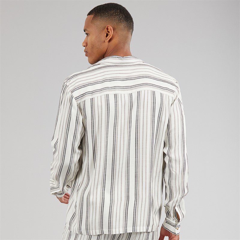 Another Influence Mens Long Sleeve Striped Shirt Charcoal/White