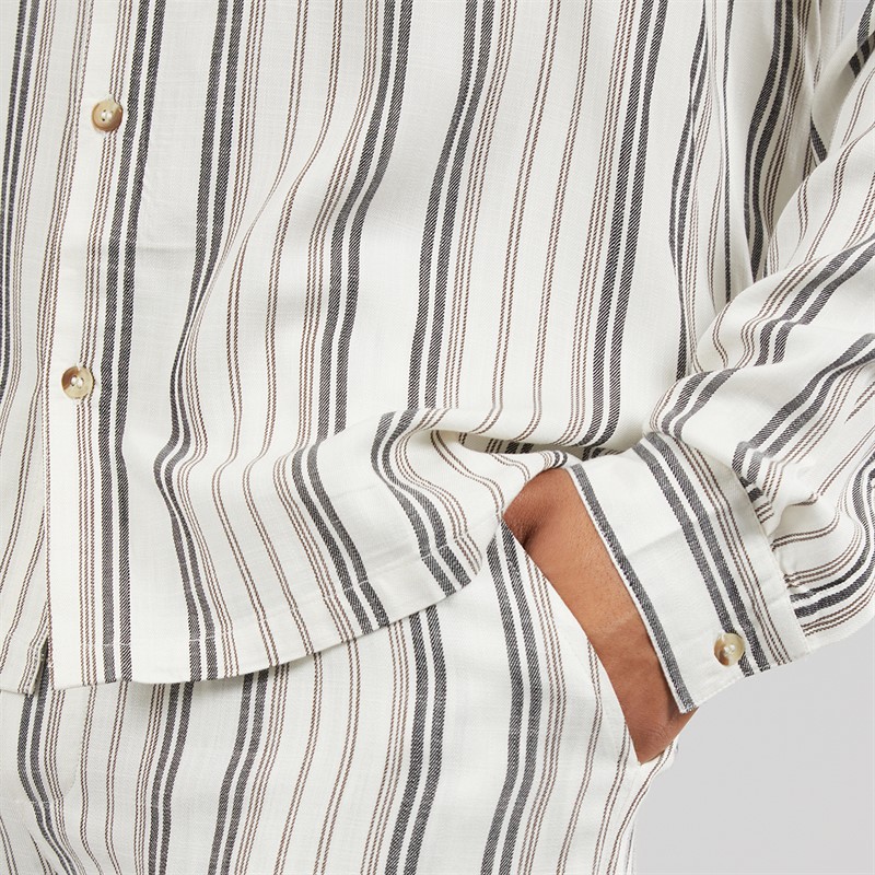 Another Influence Mens Long Sleeve Striped Shirt Charcoal/White