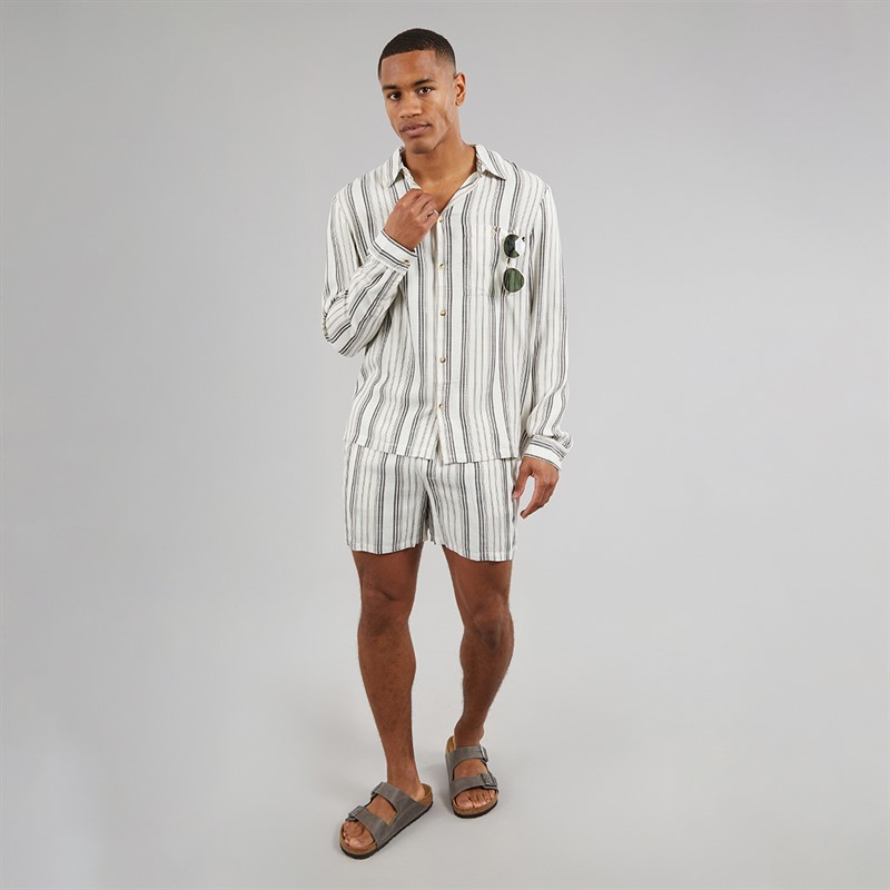 Another Influence Mens Long Sleeve Striped Shirt Charcoal/White