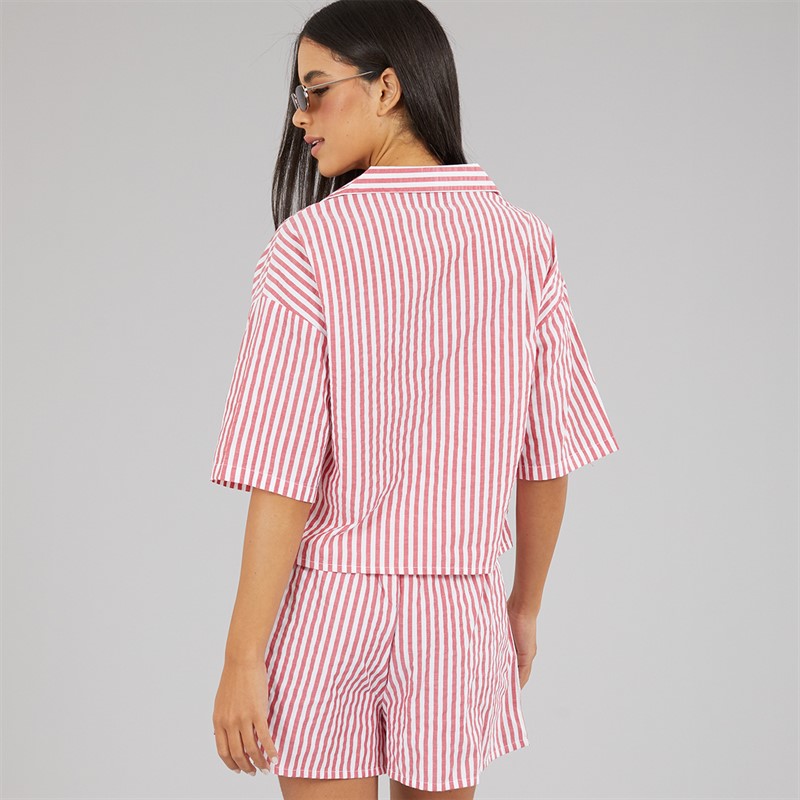 Aray Womens Shirt And Shorts Co-Ord Set Red/White