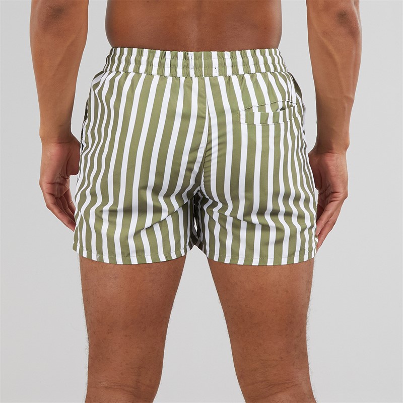 Aray Mens Stripe Swim Shorts Green