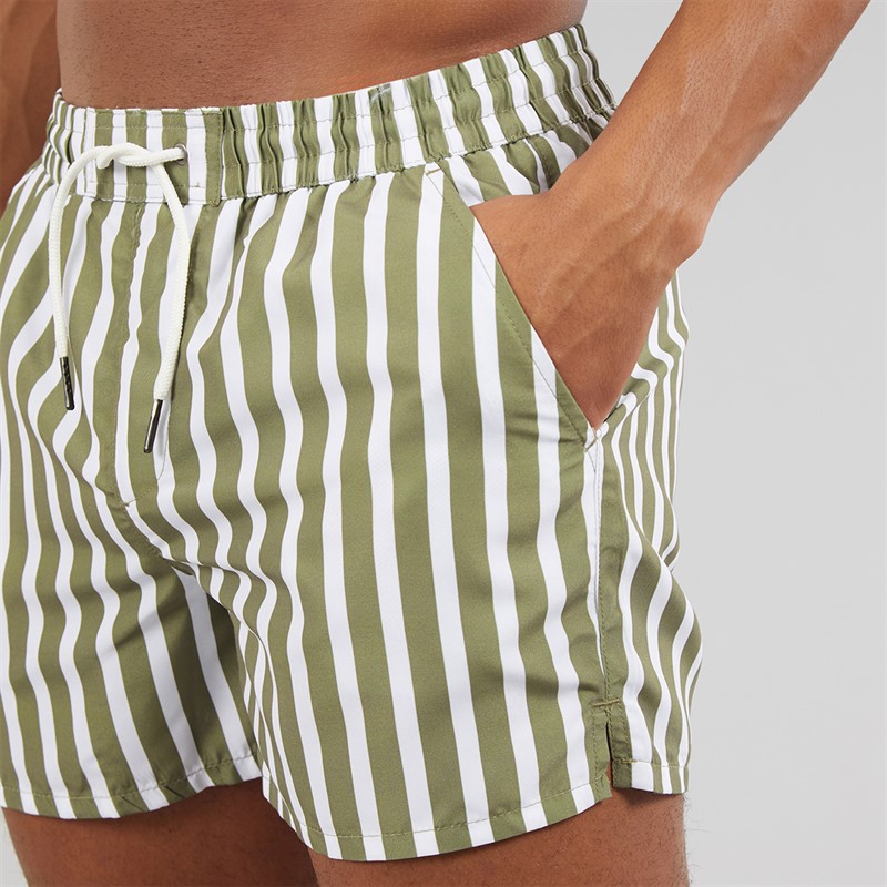 Aray Mens Stripe Swim Shorts Green