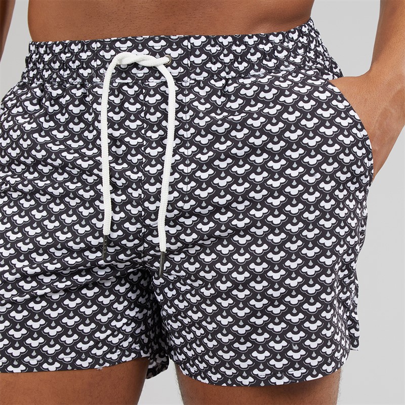 Aray Mens Cloud Geo Swim Shorts Black
