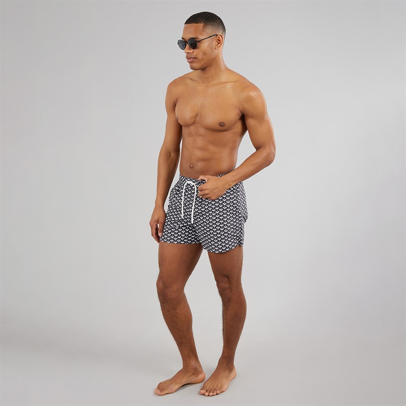 Aray Mens Cloud Geo Swim Shorts Black