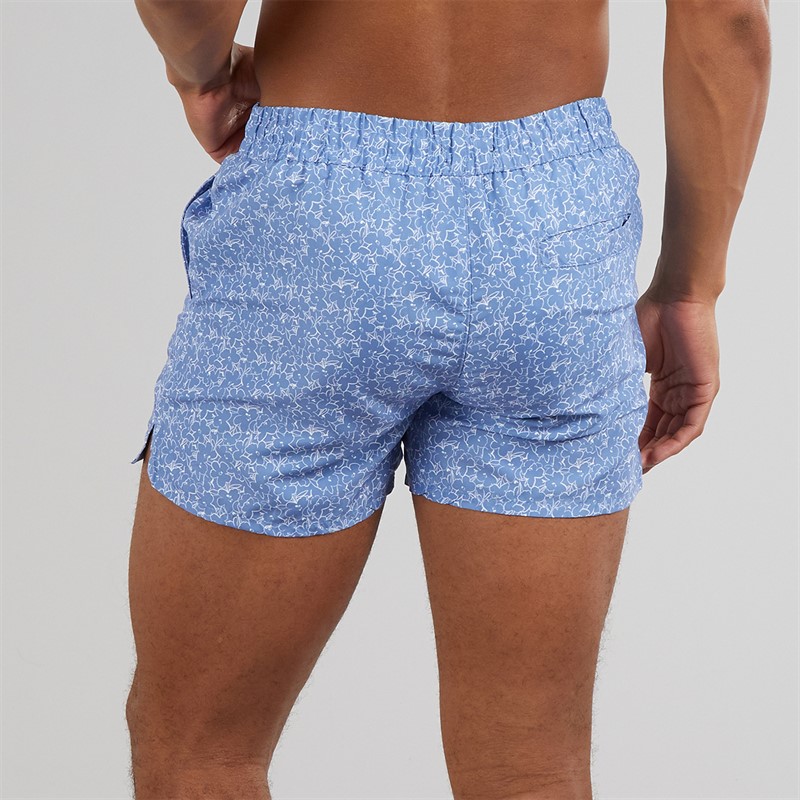 Aray Mens Mono Floral Swim Shorts Blue