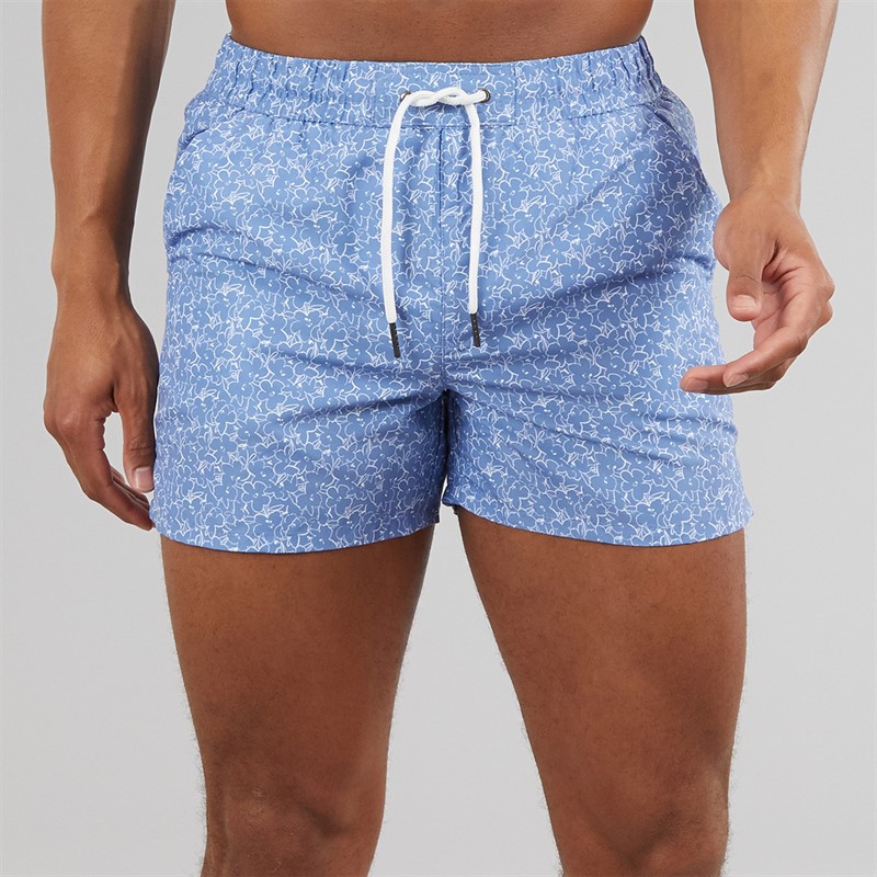 Aray Mens Mono Floral Swim Shorts Blue