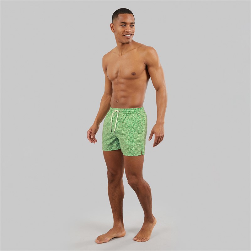 Aray Mens Rowley Geo Swim Shorts Green
