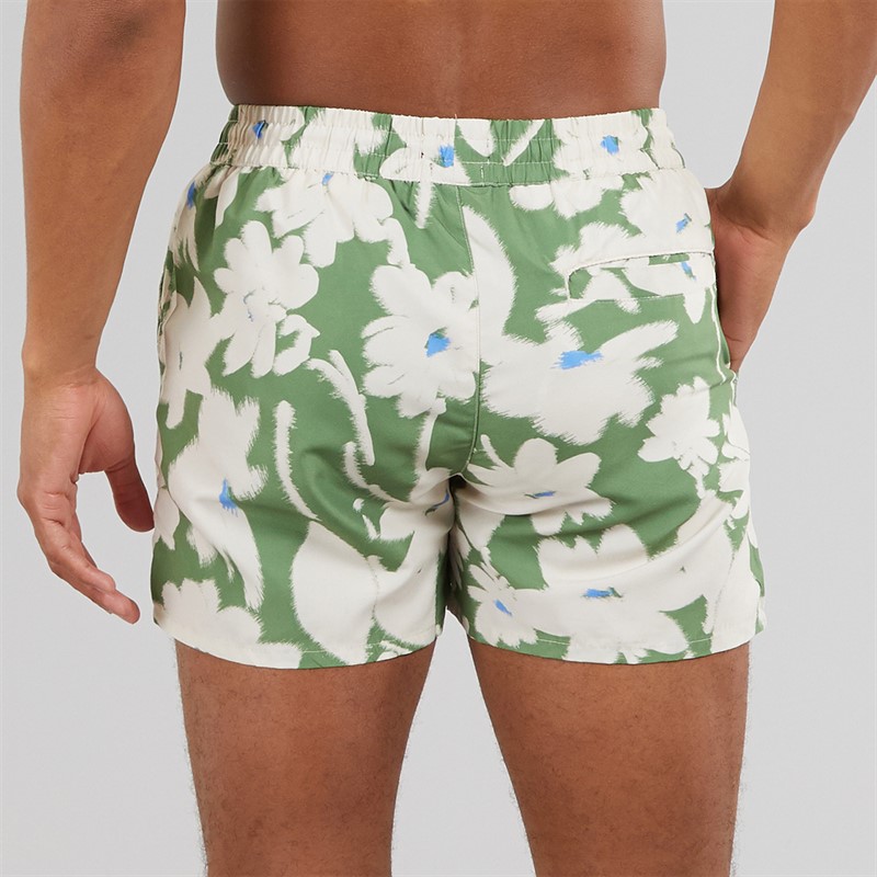 Aray Mens Flowing Floral Swim Shorts Floral Green
