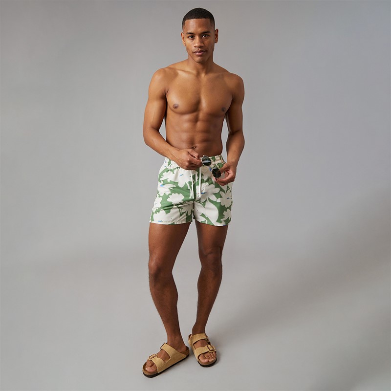 Aray Mens Flowing Floral Swim Shorts Floral Green