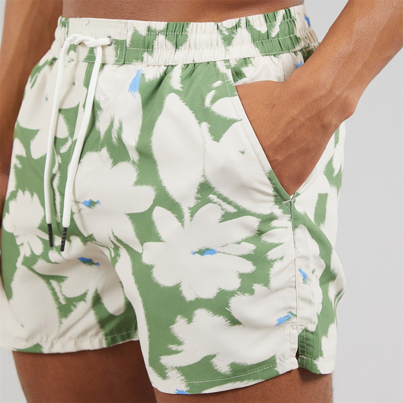 Aray Mens Flowing Floral Swim Shorts Floral Green