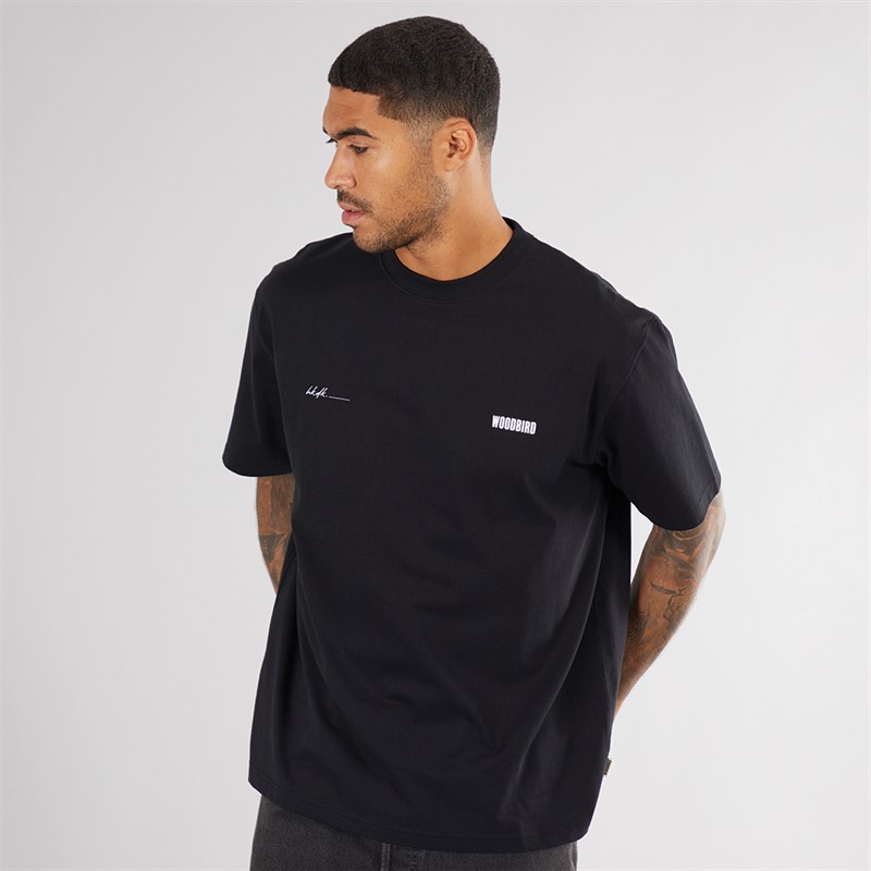 Woodbird Heren Baine T-Shirt Zwart/Wit