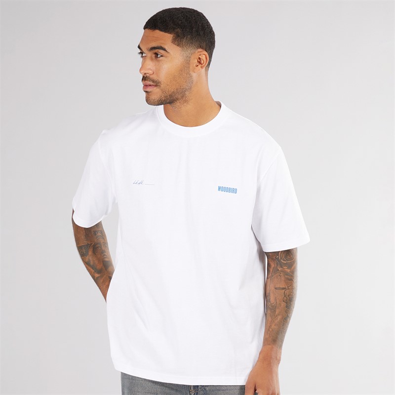 Woodbird Herren Baine T-Shirt Weiß / Blau