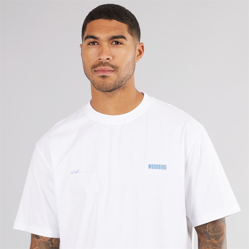 Woodbird Herren Baine T-Shirt Weiß / Blau