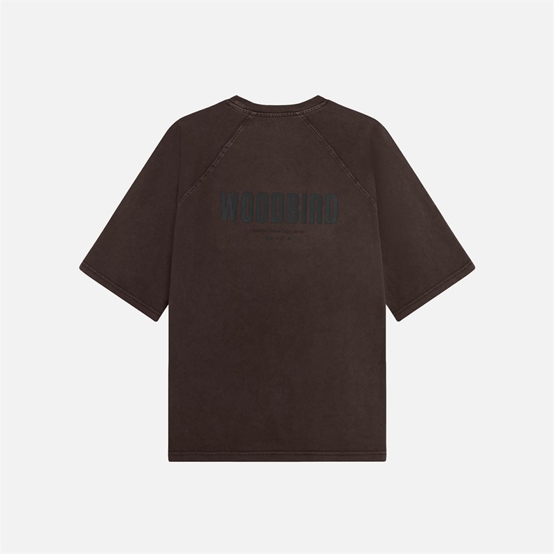 Woodbird Blake T Shirt mit gewaschenem Logo Braun