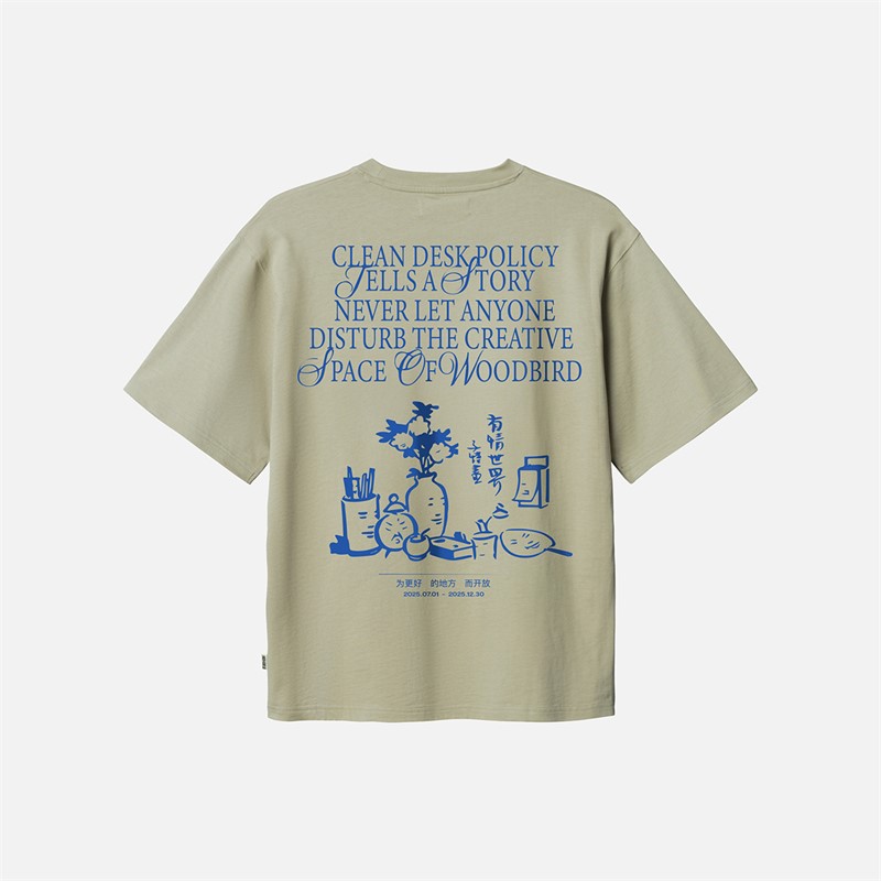 Woodbird Baine Space T Shirt Stone