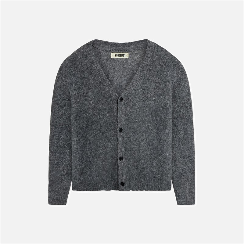 Woodbird Koon Loop Strickjacke Asphalt