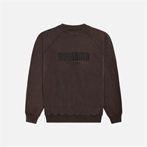 Woodbird Zhang Gewassen Logo Sweater Bruin