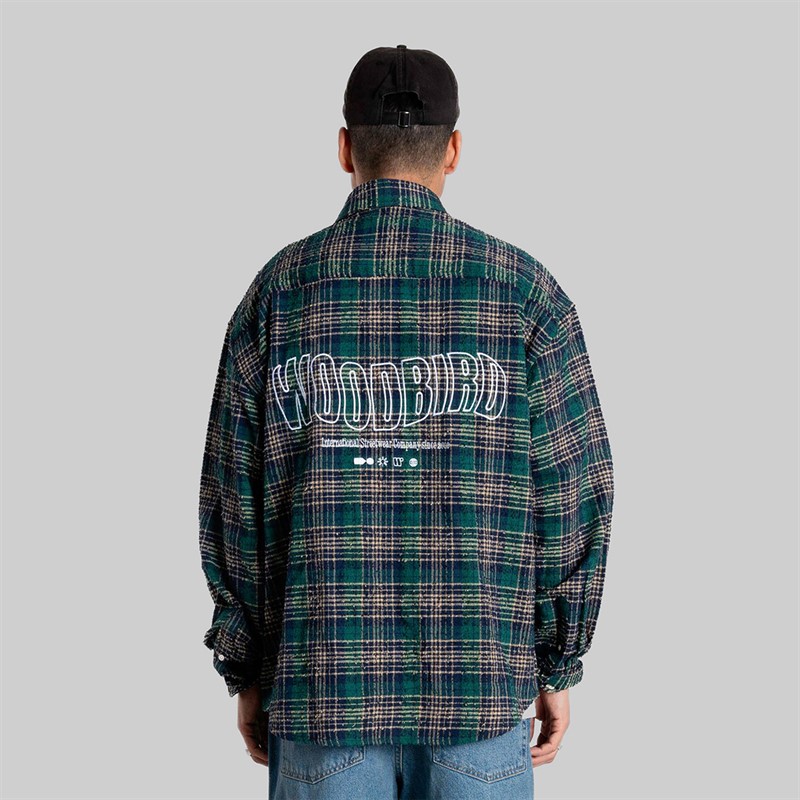 Woodbird Koszula Jong Em w kratę dla niego kolor Green Check