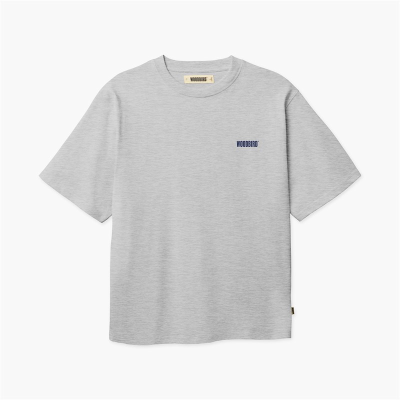 Woodbird Herre Baine Dude T-shirt Light Grey Melange