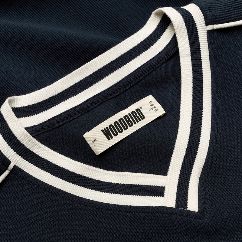 Woodbird Herren Beam 90er Sport T Shirt Dark Navy