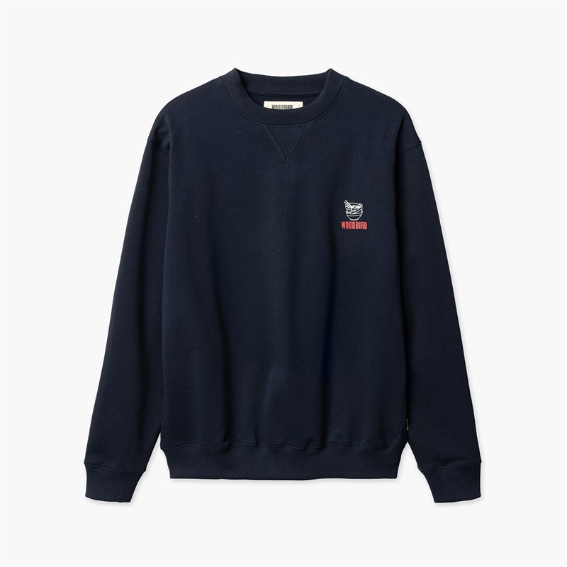Woodbird Herren Zuckerrohr Schüssel Rundhals Pullover Dark Navy